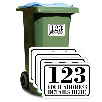 Personalised A6 Wheelie Bin Stickers SET of 4 (matching)