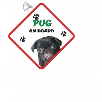 Pug (Black)  Hanging Car Sign   199