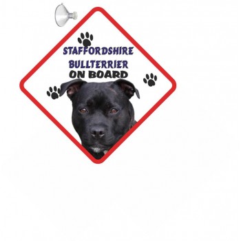 Staffordshire bull terrier (Black) Hanging Car Sign   240