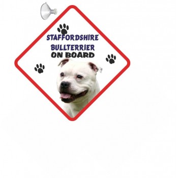 Staffordshire bull terrier (White) Hanging Car Sign   243