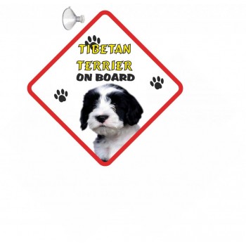 Tibetan Terrier (black & white) Hanging Car Sign   247