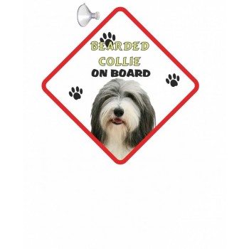 Bearded Collie  Hanging Car Sign   25