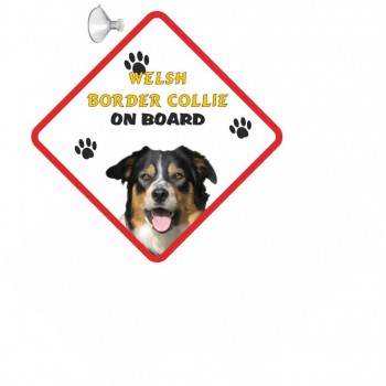 Welsh Border Collie Hanging Car Sign   250