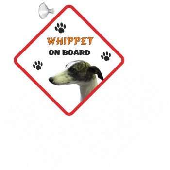 Whippet (Grey & white)   Hanging Car Sign   257