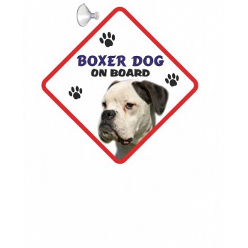 Boxer dog (White dog) HANGING CAR SIGN   41