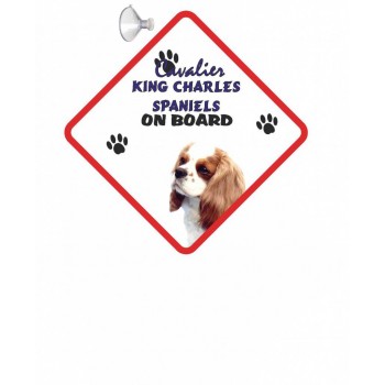 Cavalier King Charles Spaniel (live and White)  Hanging Car Sign   59