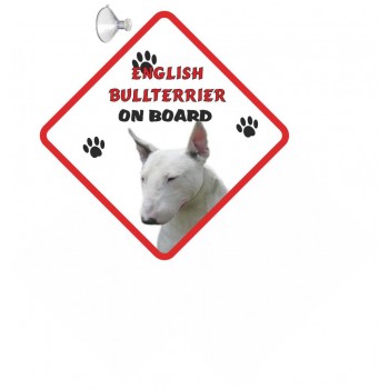 English Bullterrier (Whitebrown & white)  Hanging Car Sign   97