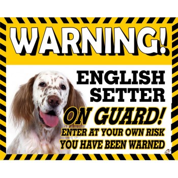 English Setter (brown/white)  Yellow warning metal sign   103