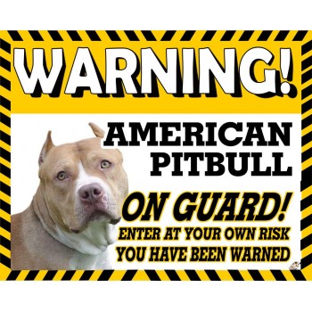 American Pitbull (tilted head) Yellow warning metal sign  Dishwasher  proof 12