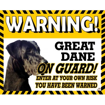 Great Dane (BK & WT)  Yellow warning metal sign   120
