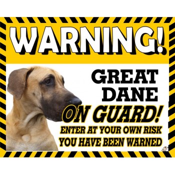 Great Dane (Fawn) Yellow warning metal sign   123