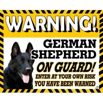 German Shepherd (Black) Yellow warning metal sign   129