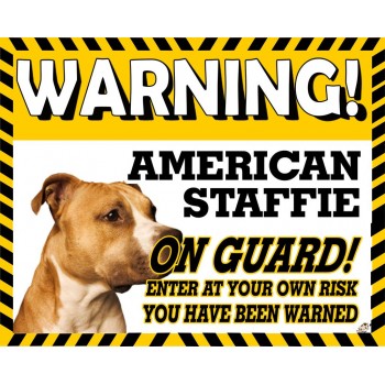 American Staffordshire Bullterrier (standing up)Yellow warning metal sign   14