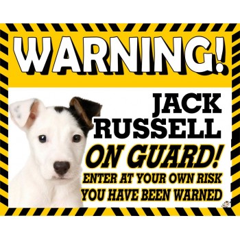 Jack Russell (WT & BR) Yellow warning metal sign   145