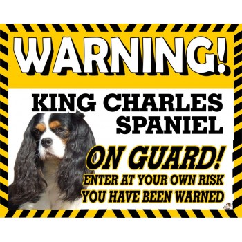 King Charles Spaniel (Tri Colour)  Yellow warning metal sign   153