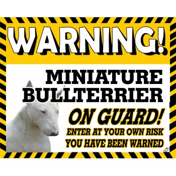 Miniature Bull terrier (WT) Yellow warning metal sign   171