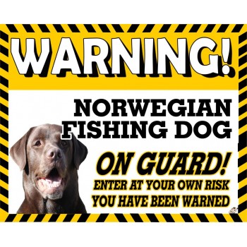 Norweigan Fishing Dog Yellow warning metal sign   178