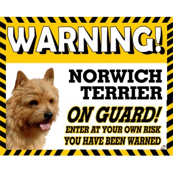 Norwich Terrier Yellow warning metal sign   179