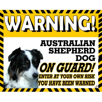 Australian Shepherd  Yellow warning metal sign   18