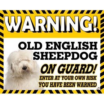 Old English Sheepdog  (2) Yellow warning metal sign   181