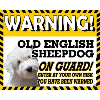 Old English Sheepdog(puppy) Yellow warning metal sign   182