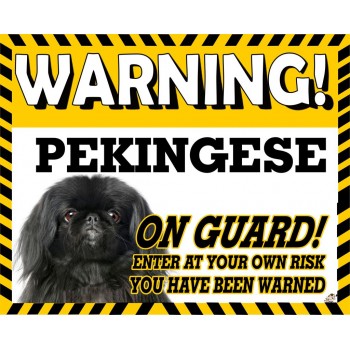Pekingese (Black) Yellow warning metal sign   186