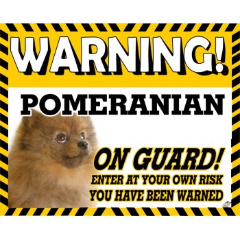 Pomeranian (Brown)Yellow warning metal sign   189