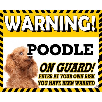 Poodle (Toy Apricot) Yellow warning metal sign   191