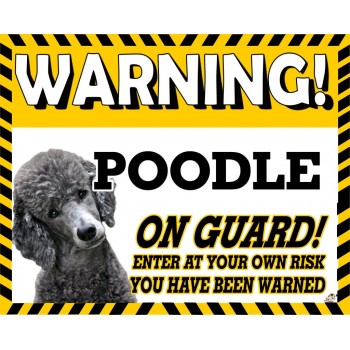 Poodle (Toy Grey) Yellow warning metal sign   193