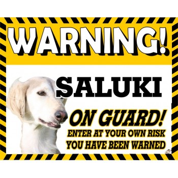 Saluki (White)Yellow warning metal sign   210