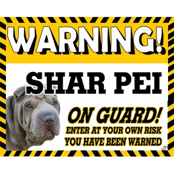 Shar Pei (Blue) Yellow warning metal sign   219