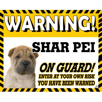 Shar Pei (Fawn) Yellow warning metal sign   220
