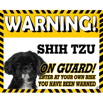 Shih tzu (BK & WT SH) Yellow warning metal sign   223