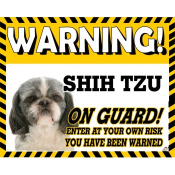 Shih tzu (Grey & white) Yellow warning metal sign   226