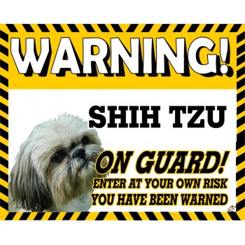 Shih tzu (Grey) Yellow warning metal sign   227