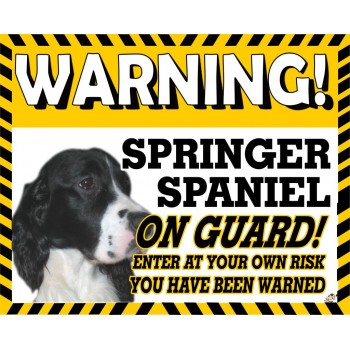 Springer Spaniel (black & white)  Yellow warning metal sign   237