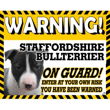 Staffordshire bull terrier (Blue) Yellow warning metal sign   241