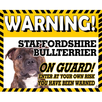 Staffordshire bull terrier (Brindle) Yellow warning metal sign   244