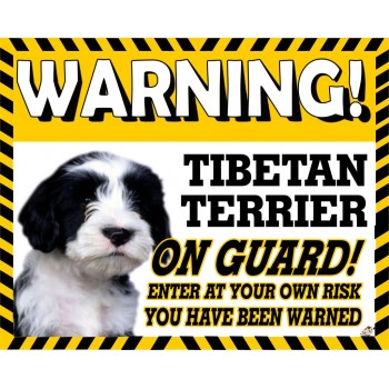 Tibetan Terrier (black & white) Yellow warning metal sign   247