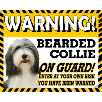 Bearded Collie  Yellow warning metal sign   25