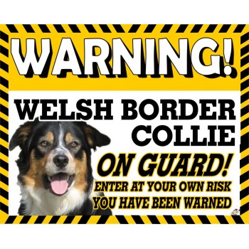 Welsh Border Collie Yellow warning metal sign   250