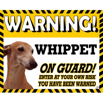 Whippet (Brown & white)  Yellow warning metal sign   255