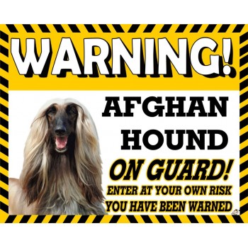 Afghan Hound (Blonde) Yellow warning metal sign   3
