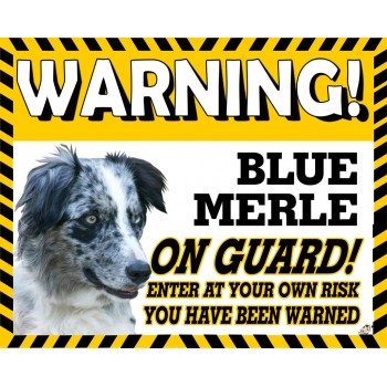 Border Collie Blue Merle  Yellow warning metal sign   34