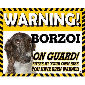 Borzoi Brindle Yellow warning metal sign   37