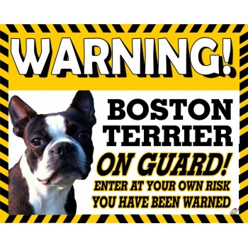 Boston Terrier (standing up) Yellow warning metal sign   39
