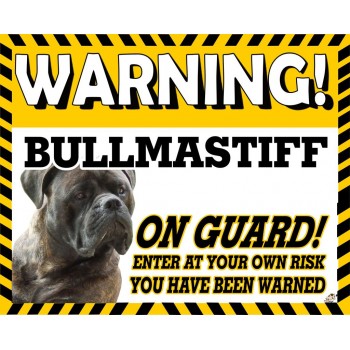 Bullmastiff (Brindle) Yellow warning metal sign   52