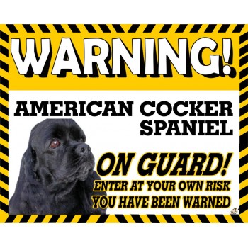 American Cocker Spaniel (Black coloured)  Yellow warning metal sign   8