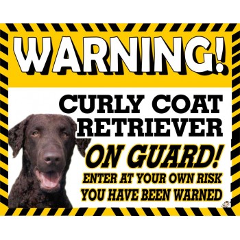 Curly Coat Retriever Yellow warning metal sign   83
