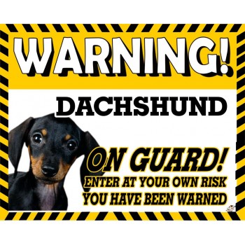 Dachshund (Black SH) Yellow warning metal sign   85